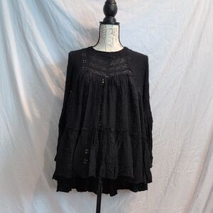 Black Boho Free People Long sleeve shirt XS